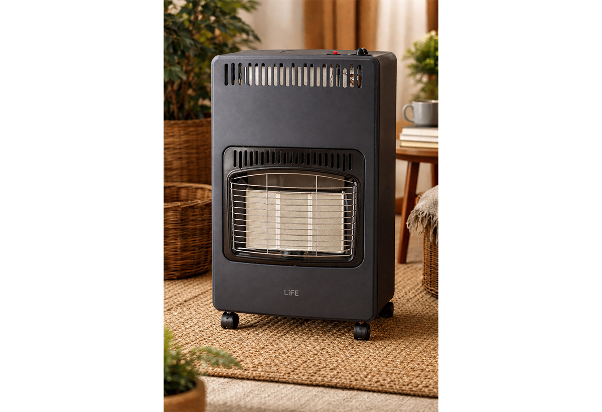 Απεικονίζεται η σόμπα σε σαλόνι.